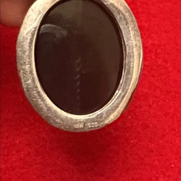 Sleek Large 925 Silver Faceted Hematite Oval Pendant - Picture 7 of 8